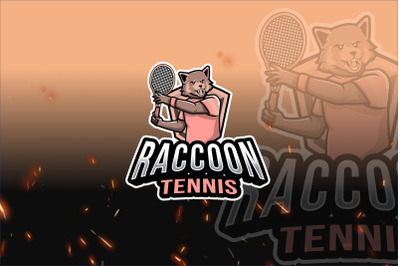 Raccoon Tennis Sport Logo Template