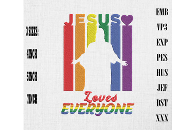 LGBT Gay Rights Jesus Loves Everyone Embroidery, LGBTQ Rainbow Pride