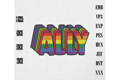 Ally LGBT Pride Parade Ally Gay Lesbian Embroidery, LGBTQ Rainbow Prid