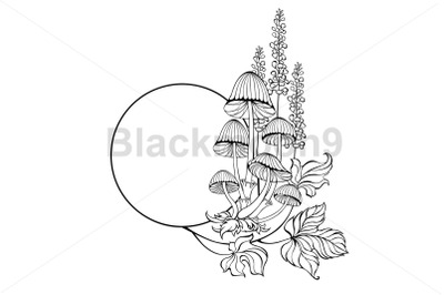 Contour Monogram with Bog Mushrooms