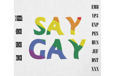 Say Gay - It&#039;s Ok - Support LGBT Embroidery