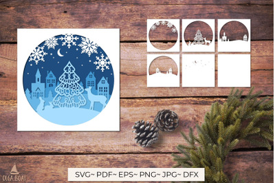 Deer shadow box svg | 3d Christmas shadow box