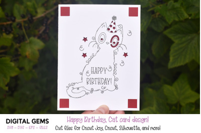 Cricut Joy SVG | Cat Happy Birthday Greeting Card.