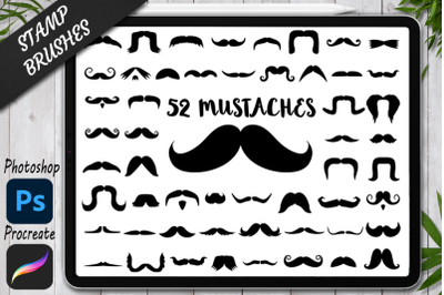 Mustaches Stamps Brushes for Procreate and Photoshop. IPad Procreate.
