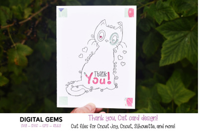 Cricut Joy SVG | Cat Thank you Greeting Card.