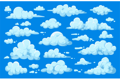 Cartoon clouds. Game ui asset with heaven sky scene&2C; summer cloudy bac