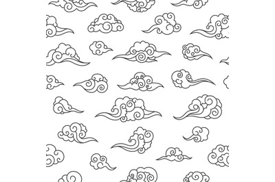 Japanese cloud pattern. Seamless print of traditional oriental cloud f