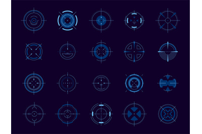 HUD circle aim. Target system futuristic game user interface, military