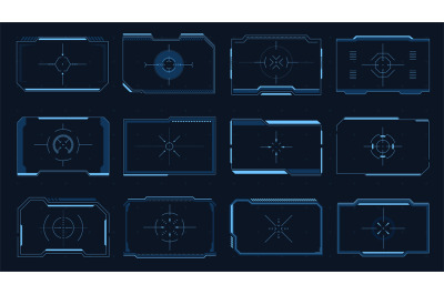 HUD frame. Sci-Fi game screen interface element, target border UI, fut