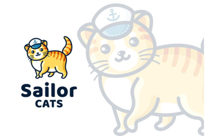 Sailor Cats Cute Kids Logo Template