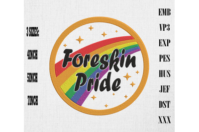 Foreskin Pride Intactivist Gay Rainbow Embroidery
