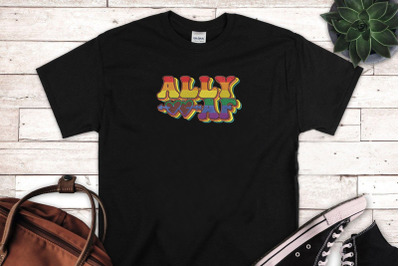 Ally AF Gay Pride Month LGBT Pride Embroidery, LGBTQ Rainbow Pride