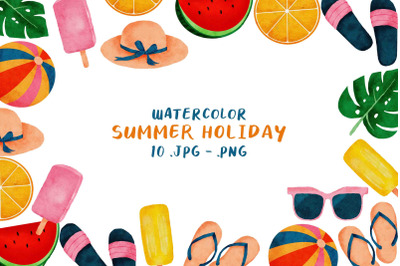 Watercolor Summer Holiday Illustration Set