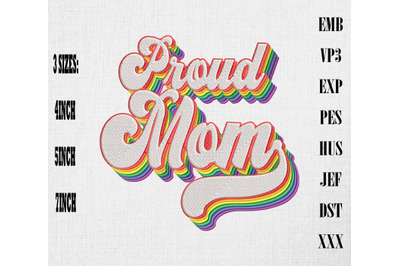 Queer Pride Proud Mom Rainbow LGBT Embroidery, LGBTQ Rainbow Pride