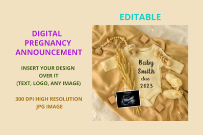 Pregnancy Announcement Template  Baby bodysuit mockup