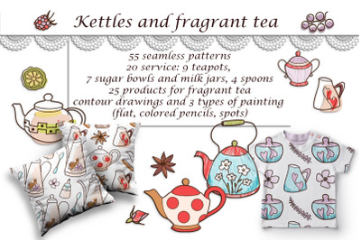 Kettles and fragrant tea drinking