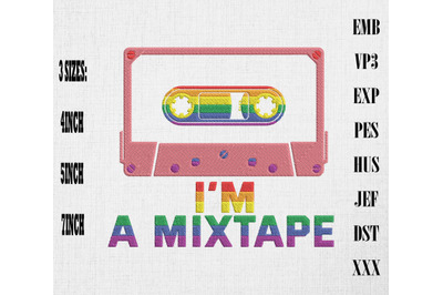 I&#039;m A Mixtape Gay Pride LGBTQ Retro Embroidery, LGBTQ Rainbow Pride