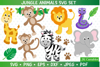 Jungle Animals SVG&2C; Safari SVG&2C; Giraffe SVG&2C; Lion SVG&2C; Monkey&2C;Elephant