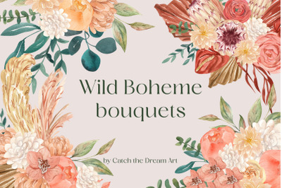 Wild Boheme 25 PNG Bouquets Watercolor