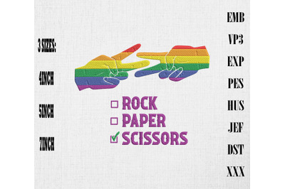 Rock Paper Scissors Lesbian Pride LGBT Embroidery, LGBTQ Rainbow Pride