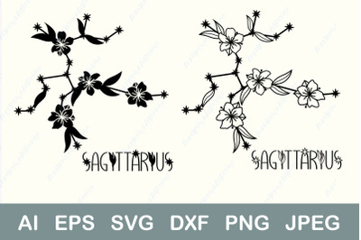 Sagittarius svg, Floral zodiac signs svg, Horoscope svg