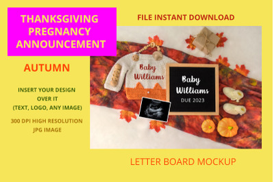 Fall Pregnancy Announcement  Digital Thanksgiving Pregnancy Announce