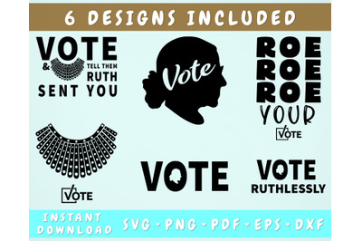 Roe Roe Roe Your Vote SVG, RBG Vote SVG, Vote Ruthlessly SVG