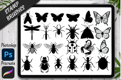 Insects Stamps Brushes for Procreate and Photoshop.