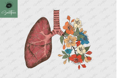 Anatomy Lung With Flower Design PNG