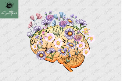 Anatomy Brain With Flower Design PNG