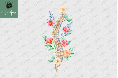 Anatomy Spine With Flower Design PNG