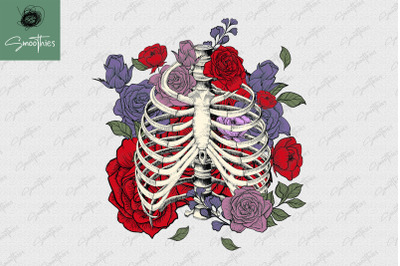 Anatomy Ribs With Flower Design PNG