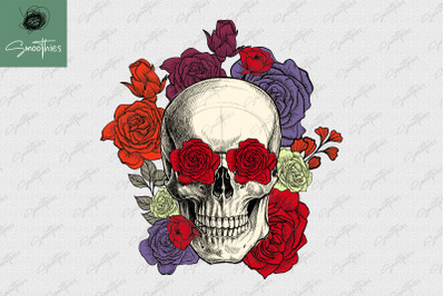 Anatomy Skull With Flower Design PNG