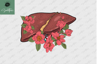 Anatomy Liver With Flower Design PNG