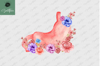 Anatomy Stomach With Flower Design