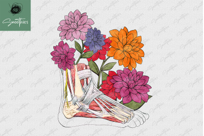 Anatomy Foot With Flower Design