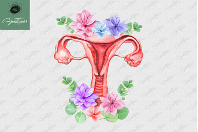 Anatomy Uterus With Flower Design