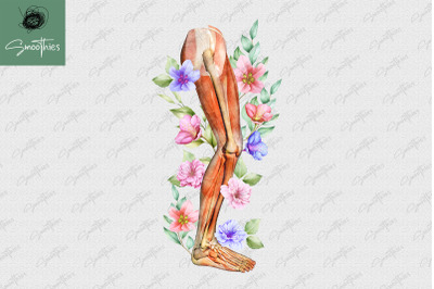 Anatomical Leg With Flower Design