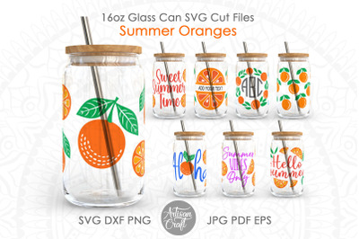 Summer can glass SVG, orange SVG, summer orange, 16oz glass can SVG