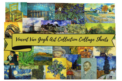 Vincent Van Gogh Art Set of 6 Collage Sheet