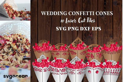 Wedding Confetti Cones SVG Bundle