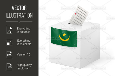 Ballot box with voting paper. Mauritania