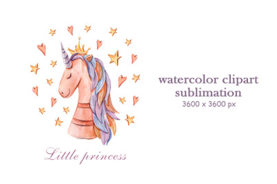 Watercolor cute unicorn sublimation / clipart- 1 png file
