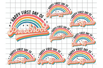Happy First Day Of School Color Rainbow Graphics Bundle