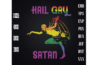 Funny Hail Gay Satan LGBT Goth Gay Pride Embroidery