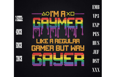 Gaymer Like A Regular Gamer LGBT Pride Embroidery, LGBTQ Rainbow Pride