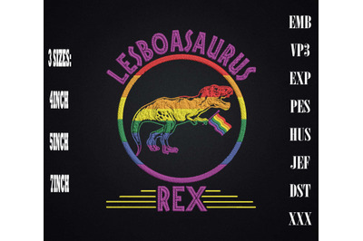 Lesboasaurus Rex LGBT Rainbow Flag Embroidery