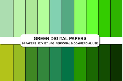 Green Shades Digital Papers Background, Green paper set