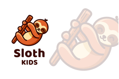 Sloth Kids Cute Logo Template