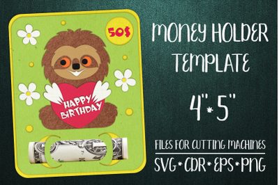 Sloth Birthday Card | Money Holder Template